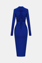 Zip Up Cutout Drawstring Detail Dress