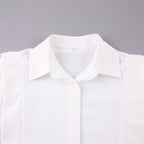 Autumn New Right-Angle Shoulder White Shirt Commuter Temperament Design Sense Niche Long-Sleeved Shirt