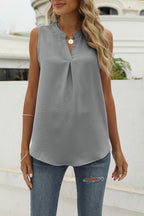 Solid color chiffon shirt loose V-neck pullover sleeveless top vest