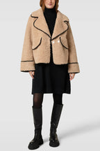 Lamb Wool Casual Lapel Loose Pocket Coat