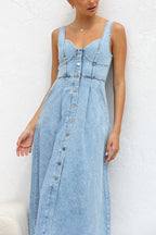 High Waist ALine Denim Dress