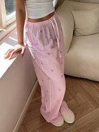 Striped Wide Leg Drawstring Pant