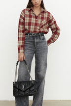 Vintage Plaid Relaxed Fit Blouse