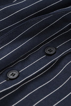 V Neck Striped Scarf Two Piece Blazer Skirt Set