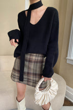 Plaid Color Block High Waist Skirt