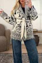 NVLT Knit Fringe Cardigan Sweater