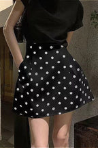 French Style HighWaisted Polka Dot Mini Skirt