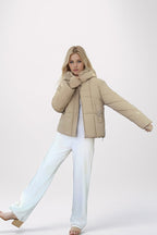 Quilted Down Blend Cropped Coat