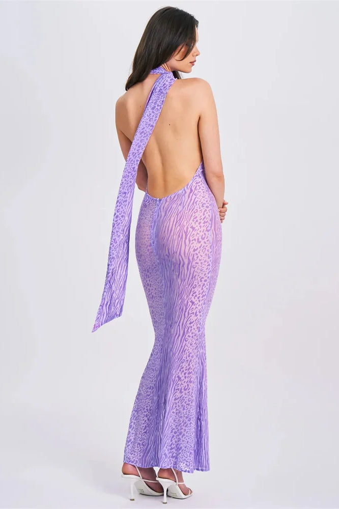 Fantoye Transparent Print Maxi Dress