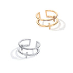 Dual Cross Zircon Ring - Minimalist Copper Band