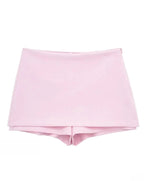 Pink Halter Sleeveless Charming Top And Skort Set