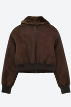 Faux Fur Collar ZipUp Jacket
