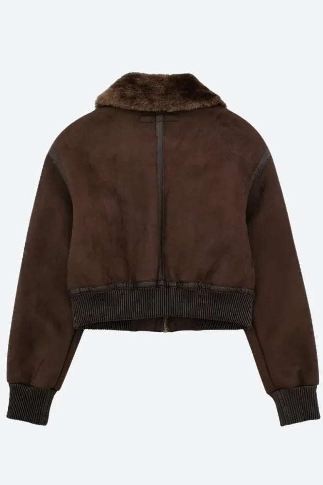 Faux Fur Collar ZipUp Jacket