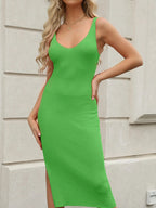 Giorgia Effortless Sleeveless Ribbed Knit Dress with Slit Everyday Luxe Edit
