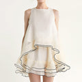 Ivory Contrast Trim Cold Shoulder Top & Mini Skirt Two-Piece Set