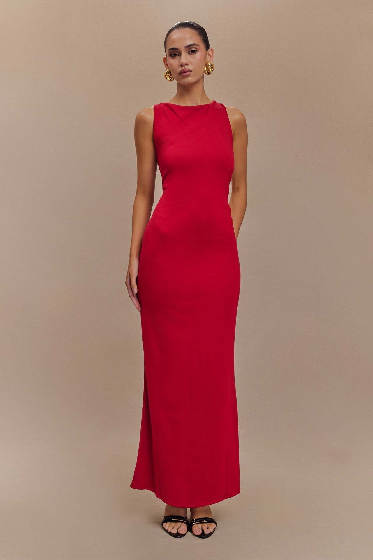 CrossTie LowBack Maxi Party Dress