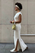 Soft Minimalist Solid Slim-Fit Cami Sweater Dress