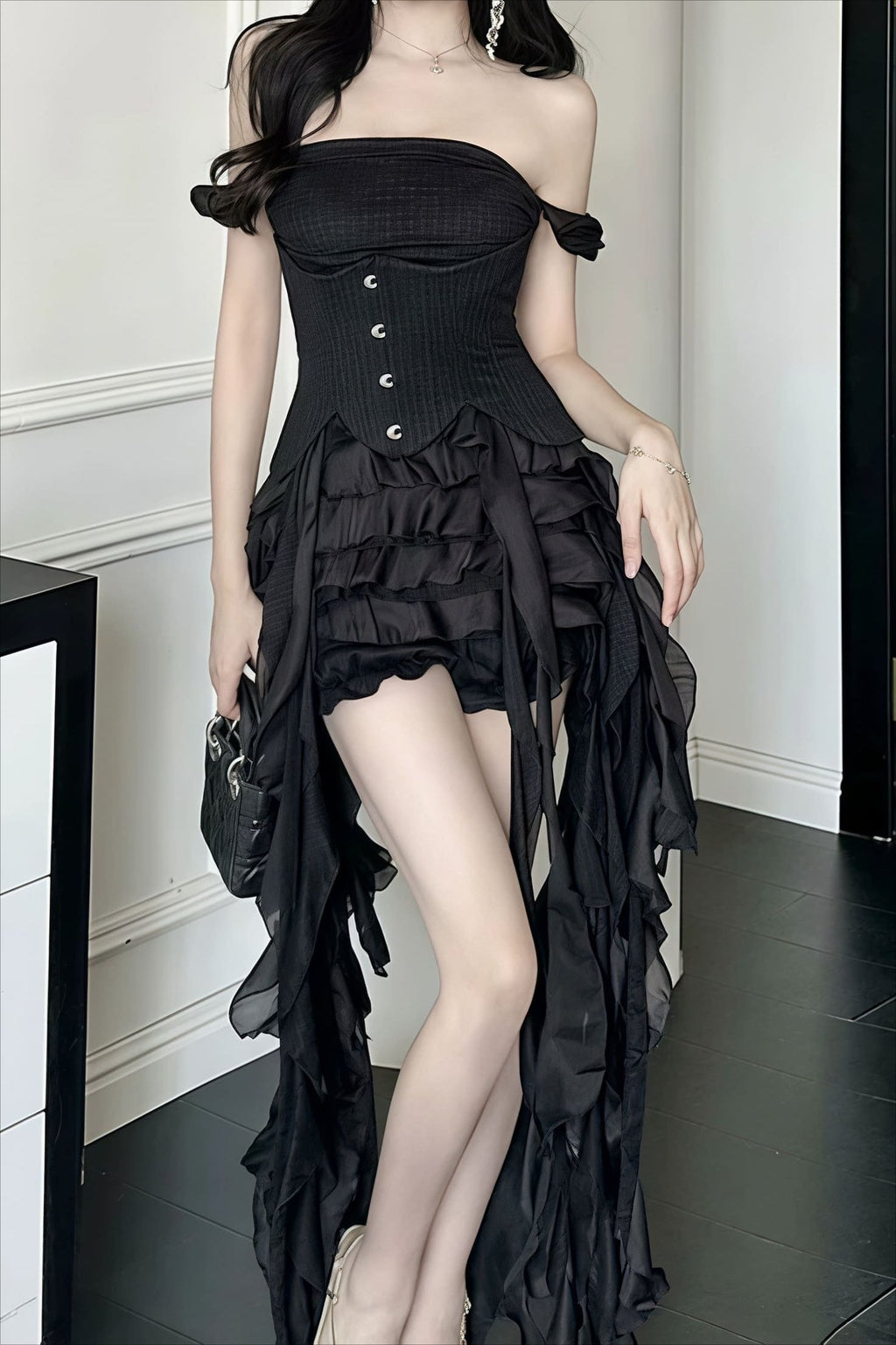 Flowy Halter Tassel Irregular Hem Mini Dress