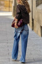 Vintage Leopard Print Hooded Zip-Up Jacket