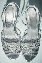 METALLIC EFFECT HEELED SANDALS