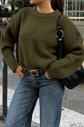 Plain Ribbed Long Sleeve Sweater