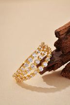 Fashionable Three-layer Micro-paved Zircon Ring