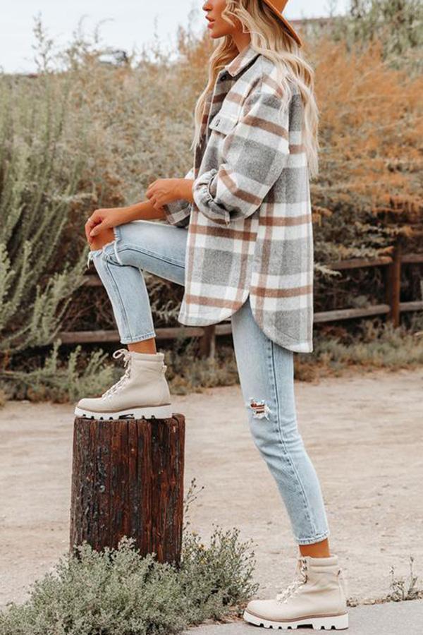 Plaid Pocketed Jacket