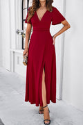 Iara Aesthetic V Neck Pleated Maxi Dress Premium Wardrobe Essential