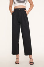 Black Twill Wide Leg Work Pants