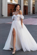 Elegant Forest Long Sleeve Train Wedding Dress