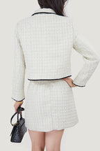 Fake Flap Pocket Bow Detailed Jacket&Mini Skirt Two-Piece Set
