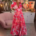 Magaly Timeless Long Dress with V Neck Premium Wardrobe Essential