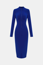 Zip Up Cutout Drawstring Detail Dress