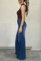 Stylish High-waisted Pocket Casual Frayed Straight Leg Jeans