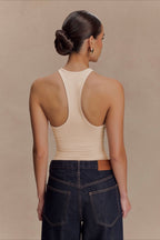 Metal Trim Halter Cutout Chic Tank Top