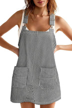 Women's Summer Adjustable Strap Striped Overall Dress