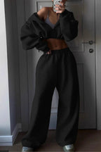 Sporty Crewneck Sweatpants Activewear Set
