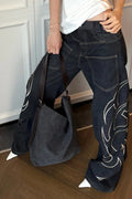 High Street WideLeg Printed Jeans