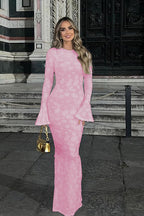 Fitted Jacquard Tie Back Maxi Dress