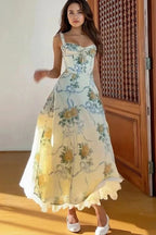 Elegant Printed ALine Floral Dress