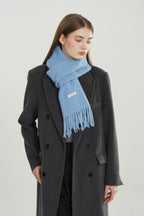 Wool Blend Minimalist Solid Woven Fringed Scarf