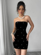 Pearl Velvet Party Evening Party Dress
