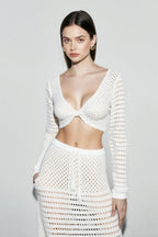 Knit beach two piece long sleeve vacation set