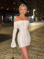 Lace Off-Shoulder Sexy Bodycon Mini Party Dress