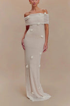 3D Floral Off-Shoulder Maxi Birthday Dress