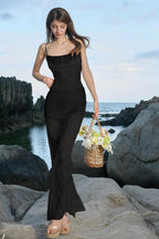 Sexy Mesh Cami Maxi Lace Dress
