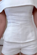 White Cotton and Linen Two-piece Suit