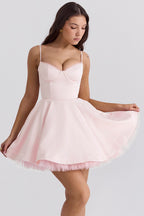 Spaghetti Strap Puff Mini Party Dress