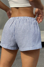 Chic Stripe Elastic Tie Casual Shorts