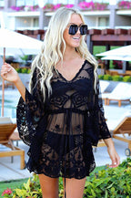 Lace Mesh Embroidered Pullover Cover Up
